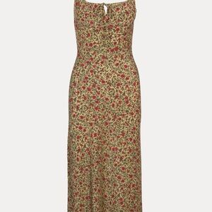 Realisation Par Red and Cream Midi Dress